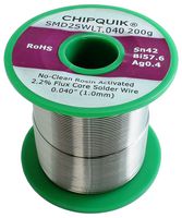CHIP QUIK SMD2SWLT.040 200G SOLDERWIRE/NOCLEAN, 42/57.6/0.4 SN/BI/AG