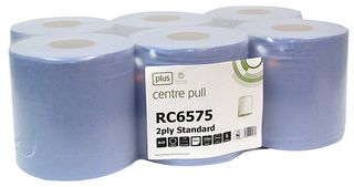 DURATOOL D02307 BLUE ROLL, 2PLY, CENTREFEED, 150M (PK6)