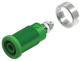 MULTICOMP PRO 76-1486 Banana Test Connector, 4mm, Jack, Panel Mount, 36 A, 1 kV, Nickel Plated Contacts, Green
