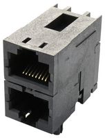 AMPHENOL COMMUNICATIONS SOLUTIONS RJSAE-5080-02 Modular Connector, Modular Jack, 2 x 1 (Stacked), 8P8C, Cat5, Through Hole Mount