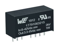 WURTH ELEKTRONIK 17791063215 Isolated Through Hole DC/DC Converter, ITE, SIP, 5:1, 1 W, 1 Output, 6 V