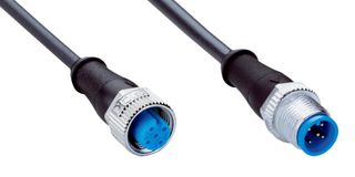 SICK YF2A15-300UB5M2A15 Sensor Cable, A Coded, Black, M12 Receptacle, M12 Plug, 5 Positions, 30 m, 98.4 ft
