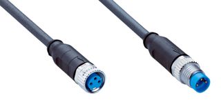 SICK YF8U13-C30UA1M8U13 Sensor Cable, A Coded, Black, M8 Receptacle, M8 Plug, 3 Positions, 300 mm, 11.81 "