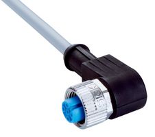 SICK YG2A14-060VB3XLEAX Sensor Cable, A Coded, Black, 90° M12 Receptacle, Free End, 4 Positions, 6 m, 19.7 ft