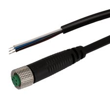 STEWART CONNECTOR BC-M8FA4AP01010M Sensor Cable, A Coded, M8 Receptacle, Free End, 4 Positions, 1 m, 3.3 ft, BC Series