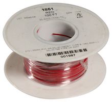 ALPHA WIRE 1851 RD005 Wire, Hook Up MIL-W-16878E/1, PVC, Red, 30 AWG, 7 x 38AWG, 100 ft