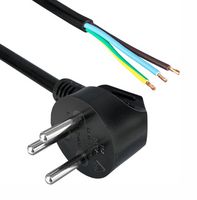 QUALTEK ELECTRONICS 398005-01 Mains Power Cord, SI 32 Plug to Free End, 2.5 m, 10 A, 250 V, Black