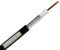 MULTICOMP PRO MP014015 Coaxial Cable, RG6, Copper, 7.2 mm, 75 ohm, Black