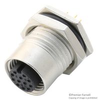 AMPHENOL LTW M12A-12PFFP-SF8001 Sensor Connector, M Series, M12, Female, 12 Positions, PCB Socket, Straight Panel Mount