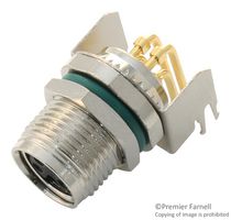 AMPHENOL LTW M8AS-04PFFR-SF8001 Sensor Connector, M Series, M8, Receptacle, 4 Contacts, PCB Socket, Right Angle Panel Mount