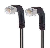 L-COM TRD695SRA3BLK-7 Ethernet Cable, Cat6, 90° RJ45 Plug to 90° RJ45 Plug, FTP (Foiled Twisted Pair), Black, 2.1 m