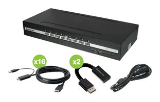 IOGEAR GCS1428TAA4C-UN KVM Switch Kit, Dual View DisplayPort/HDMI Secure, Universal, 8 Way, 0°C to 50°C, Audio & CAC
