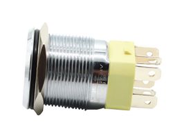 MALLORY FWM22-FJ6-S0M2 Vandal Resistant Switch, 22 mm, SPST-NO-DM, Off-(On), Round, Transparent