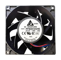 DELTA ELECTRONICS PFB0948UHE-TP16 DC Axial Fan, 48 V, Square, 92 mm, 38 mm, Ball Bearing, 153.52 CFM