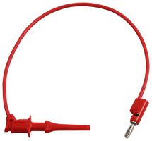 POMONA 6249-12-2 Test Lead, Minigrabber, Hook Clip to 4mm Banana Plug, Red, 60 V, 5 A, 304.8 mm