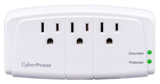 CYBER POWER SYSTEMS CSB300W Surge Protector, 3 Outlets, NEMA 5-15R, 15 A, 125 V, NEMA 5-15P