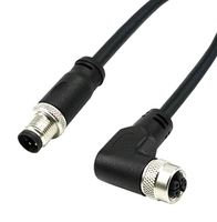 MUELLER ELECTRIC CL5AD08M004 Sensor Cable, L Coded, Black, M12 Plug, 90° M12 Receptacle, 5 Positions, 4 m, 13.1 ft