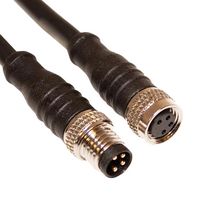 MUELLER ELECTRIC C84AC02M004 Sensor Cable, A Coded, Black, M8 Plug, M8 Receptacle, 4 Positions, 4 m, 13.1 ft, C84AC02Uxxx Series