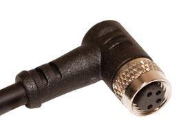 MUELLER ELECTRIC C84D02M006 Sensor Cable, A Coded, Black, 90° M8 Receptacle, Free End, 4 Positions, 6 m, 19.7 ft