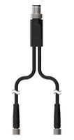 BANNER ENGINEERING S15YA4-M83-M83-1 Sensor Cable, 4Pos-3Pos, A Coded, Splitter, M12 Plug, M8 Receptacle x2, 1 m, 3.3 ft, S15Y Series