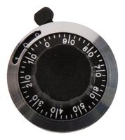 TT ELECTRONICS / BI TECHNOLOGIES 2696 Turns Counting Dial, Satin Chrome, 10 Turns, 0.25" Shaft Dia, Black Plastic, -55°C to 71°C