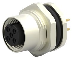 TE CONNECTIVITY T4141012041-000 Sensor Connector, M12, Female, 4 Positions, PCB Socket, Straight Panel Mount