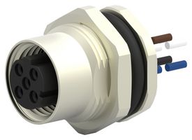 TE CONNECTIVITY T4171110504-001 Sensor Cable, D Coded, M12 Sensor Straight Receptacle, Free End, 4 Positions, 200 mm, 7.87 "