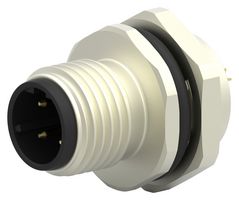 TE CONNECTIVITY T4132512041-000 Sensor Connector, M12, Male, 4 Positions, Solder Pin, Straight Panel Mount