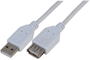 PRO SIGNAL PSG91458 USB Cable, Type A Plug to Type A Receptacle, 2 m, 6.6 ft, USB 2.0, White