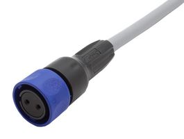 BULGIN LIMITED PXP4000/002/03S Circular Cable Assembly, Circular Receptacle to Free End, 3 Positions, 6.6 ft, 2 m, Gray