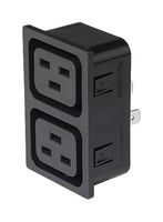 SCHURTER 3-151-445 Strip Block, Snap-In, Black, 2 Outlets, IEC 60320 Type J, 20 A, 250 V