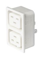 SCHURTER 3-151-446 Strip Block, Snap-In, White, 2 Outlets, IEC 60320 Type J, 20 A, 250 V