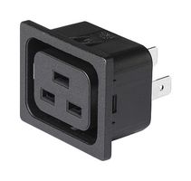 SCHURTER 3-155-625 IEC Power Connector, Black, IEC Type J Outlet, 16 A, 250 VAC, Quick Connect, Panel Mount, Snap-In