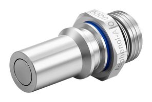 AMPHENOL INDUSTRIAL UQDPV2-02TMU01-L000 Liquid Cooling Connector, Blue Ring, Stainless Steel Body, Plug, Size 02, 7/16"-20 UNF-2A ORB Male