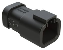 AMPHENOL SINE/TUCHEL ATP04-4PA-EP13 Automotive Connector, Black, Key A, ATP Series, Straight Receptacle, 4 Contacts, Busbar Pin
