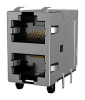 AMPHENOL COMMUNICATIONS SOLUTIONS RJE38538022 Modular Connector, RJ45 Jack, 2 x 1 (Stacked), 8P8C, Cat5, IP2X, Through Hole Mount