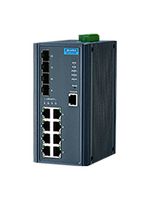 ADVANTECH EKI-7712E-4FI-BE Switch, 12 Ports, Industrial, Managed Redundant Ethernet, DIN Rail / Wall, RJ45 x 8, SFP x 4