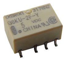 OMRON ELECTRONIC COMPONENTS G6KU-2F-Y-T1-TRS DC3 Signal Relay, 3 VDC, DPDT, 2 A, G6K Series, Surface Mount, Latching Single Coil