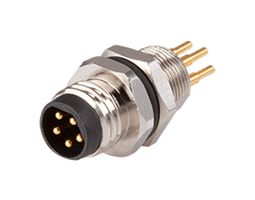 SAME SKY CDM804-06A-MP-R805-67 Sensor Connector, CDM804 Series, M8, Male, 6 Positions, Solder Pin, Straight Panel Mount
