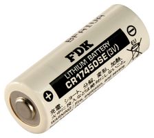 FDK CR17450SE Battery, 3 V, 4/5A, Lithium, 2.5 Ah, Raised Positive and Flat Negative, 1