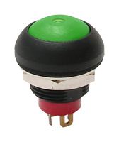 E-SWITCH RP8100B1M1CEBLKBLKGRN Industrial Pushbutton Switch, RP8100 Series, 13.6 mm, SPST-NO-DM, Off-(On), Round, Black