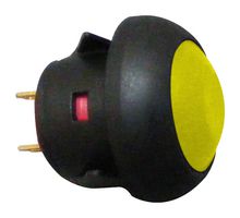 E-SWITCH RP8100B1M1CEBLKYELNIL Industrial Pushbutton Switch, RP8100 Series, 13.6 mm, SPST-NO-DM, Off-(On), Round, Yellow