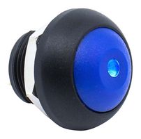 E-SWITCH RP8100B2M1CEBLKBLUBLU Pushbutton Switch, RP8100 Series, 13.6 mm, SPST-NO-DM, Off-(On), Round, Blue