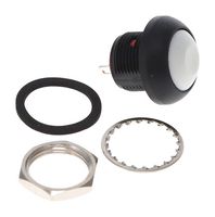 E-SWITCH RP8100B2M1CEBLKWHTNIL Industrial Pushbutton Switch, RP8100 Series, 0.54 ", SPST-NO-DM, Off-(On), Round, White