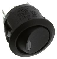 E-SWITCH RR3112LBLKBLKREDEF3 Rocker Switch, Faston Tab, On-None-Off, SPST, Illuminated, Panel, Snap-In, Black, RR3112 Series