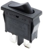 E-SWITCH R6BBLKBLKEF Rocker Switch, (On)-Off, SPST, Non Illuminated, Panel, Snap-In, Black, R6 Series