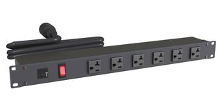 HAMMOND 1589H12F1BKX Power Distribution, Steel, Black, 12 Outlets, 125 V, 20 A, 44 mm, 483 mm, 1.83 m