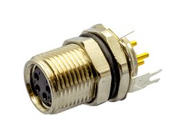 SAME SKY CDM847-04A-FP-F010-67 Sensor Connector, CDM847 Series, M8, Female, 4 Positions, Solder Socket, Straight Panel Mount