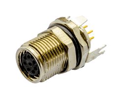 SAME SKY CDM847-08A-FP-F010-67 Sensor Connector, CDM847 Series, M8, Female, 8 Positions, Solder Socket, Straight Panel Mount