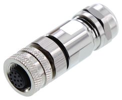 BULGIN LIMITED PXMBNI12FBF12ASCPG9 Sensor Connector, Buccaneer M12 Series, M12, Female, 12 Positions, Solder Socket